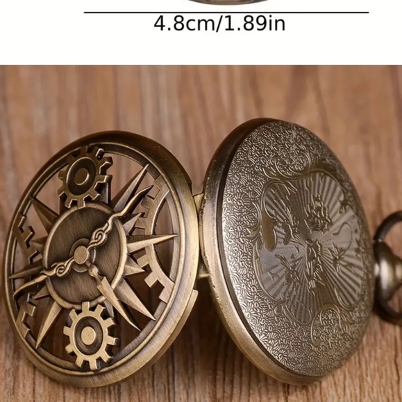 New Steampunk gears quartz pocket watch - Picture 4 of 5